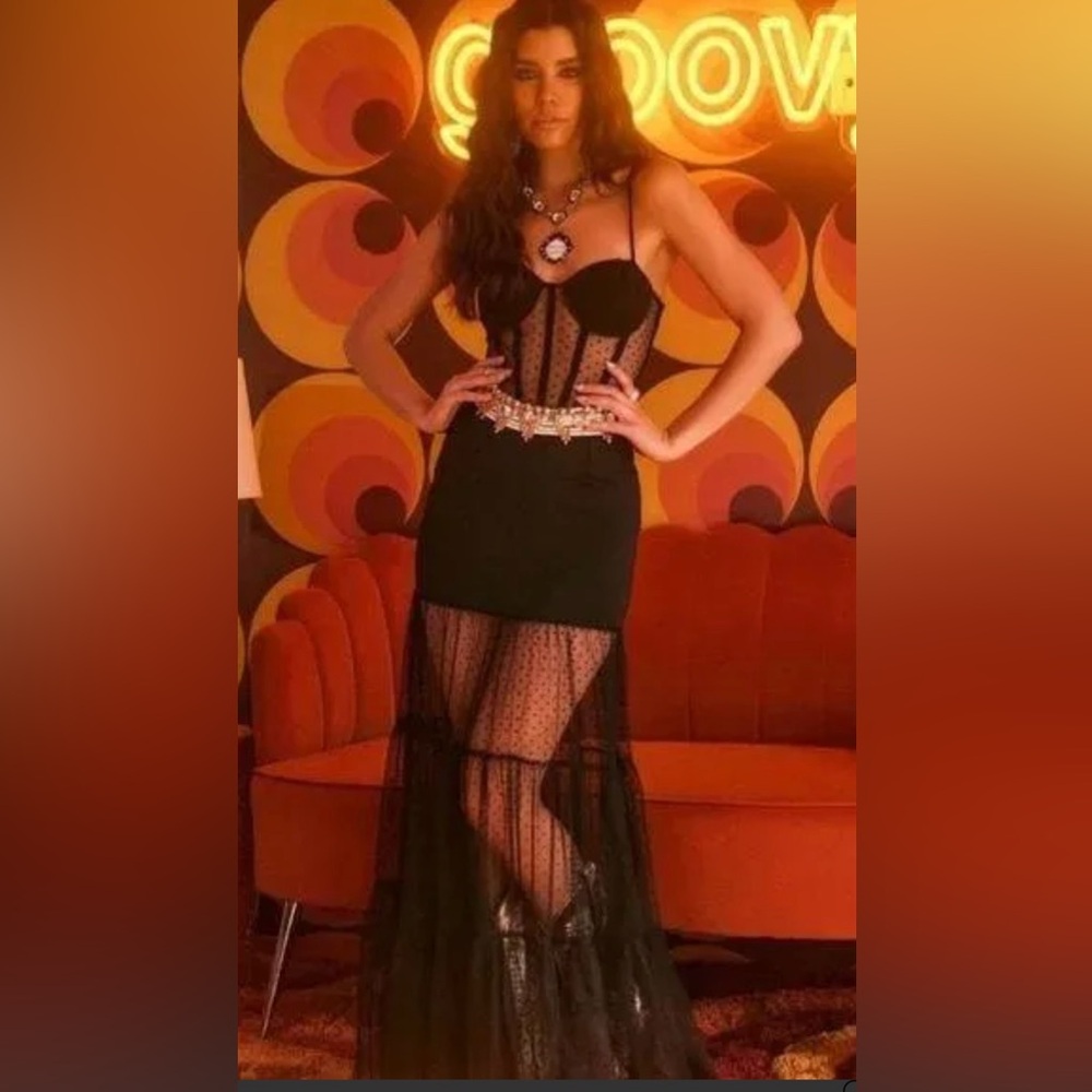12th Tribe Savannah Black Corset Maxi Dress
